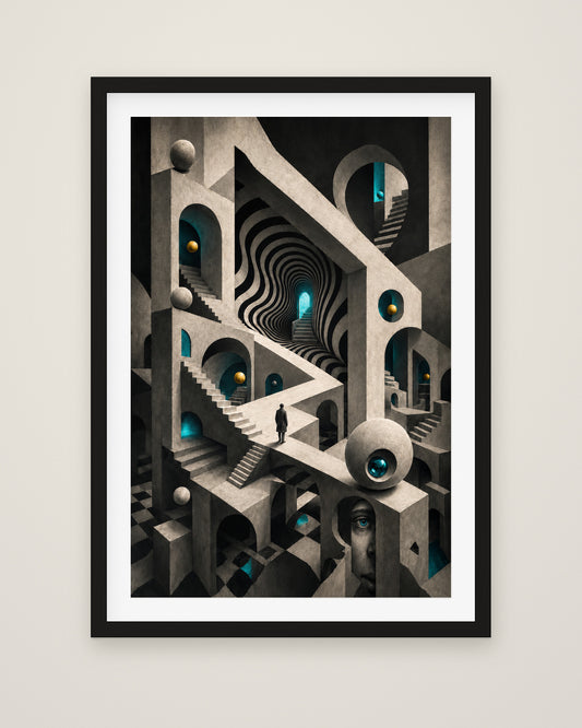 Apertura Mentis by Lucien Arvaux, Museum Edition framed fine art print in a black box frame with a snow white mount