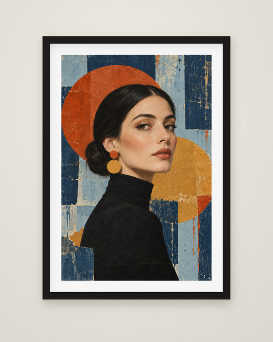 Blue Hour Muse by Margot Lisle, Museum Edition framed fine art print in a black box frame with a snow white mount