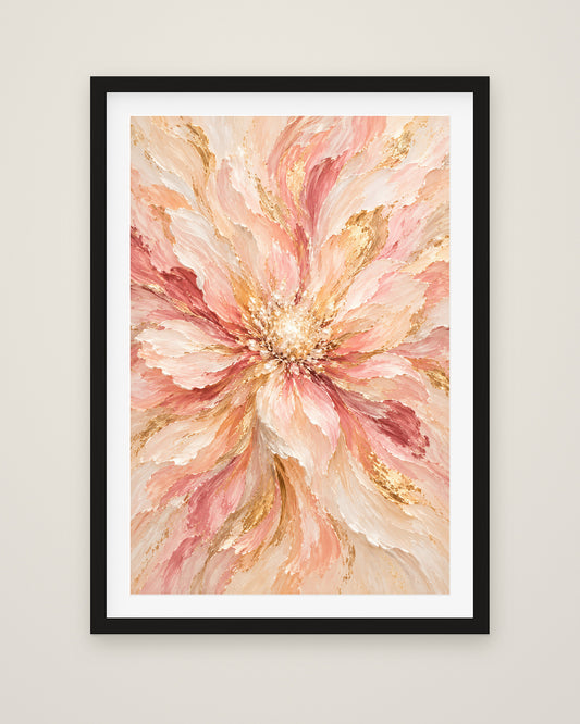 Blush Bloom by Saskia Ember, Museum Edition framed fine art print in a black box frame with a snow white mount