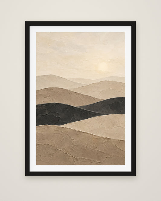 Quiet Hills by Mila Sorel, Museum Edition framed fine art print in a black box frame with a snow white mount