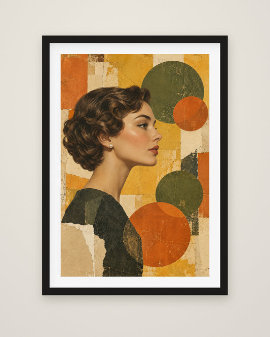 Saffron Thought by Margot Lisle, Museum Edition framed fine art print in a black box frame with a snow white mount