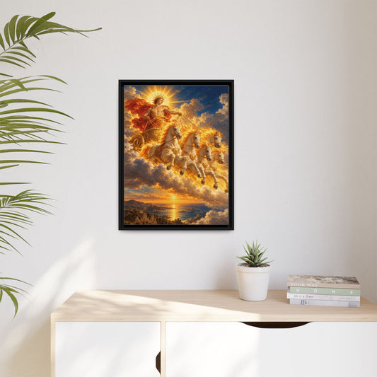 The Chariot of Helios framed canvas in a room