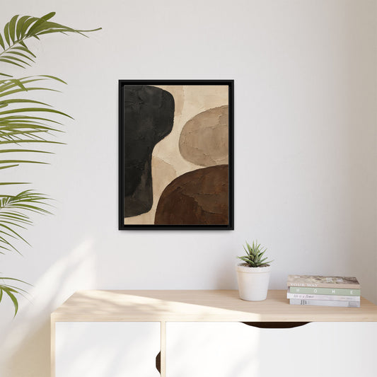 Sand and Shadow framed canvas in a room
