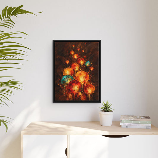 Lanternes du Soir framed canvas in a room