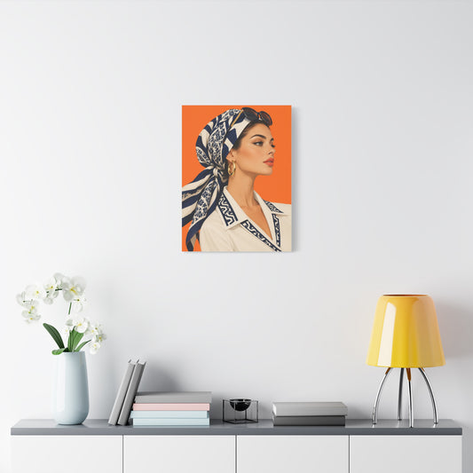 Tangerine Hour frameless canvas in a room