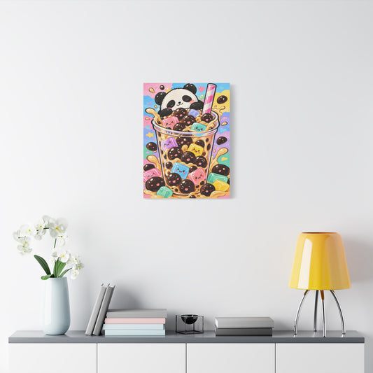 Bubble Tea Buddies frameless canvas in a room