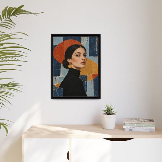 Blue Hour Muse framed canvas in a room