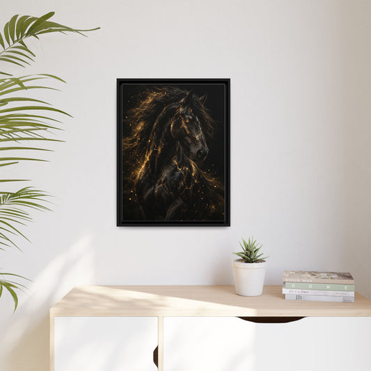 Equus Noctis framed canvas in a room