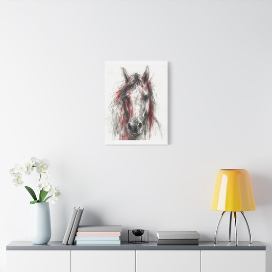 Scarlet Equus frameless canvas in a room