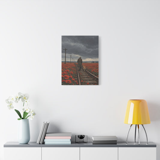 Northbound frameless canvas in a room