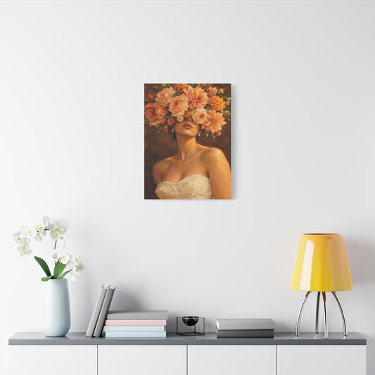 Golden Hour Bloom frameless canvas in a room