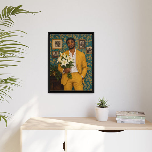 The Visitor framed canvas in a room