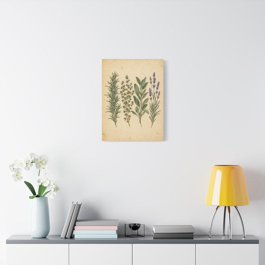 Herb Garden Study frameless canvas in a room