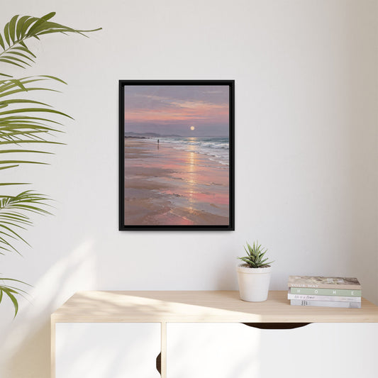 Silver Moon Tide framed canvas in a room