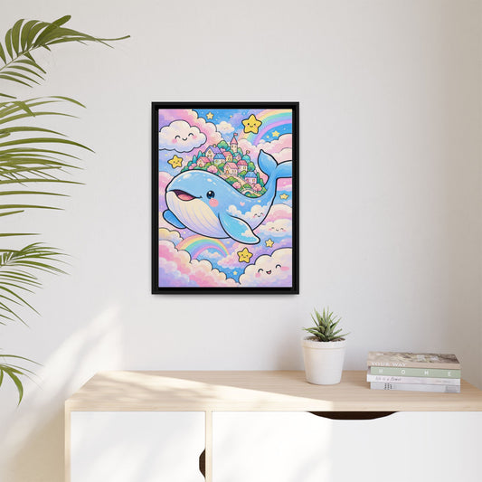 Sweet Dreams Whale framed canvas in a room