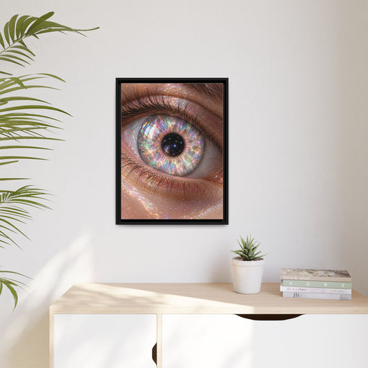 Opaline Iris framed canvas in a room