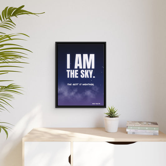 I Am the Sky framed canvas in a room