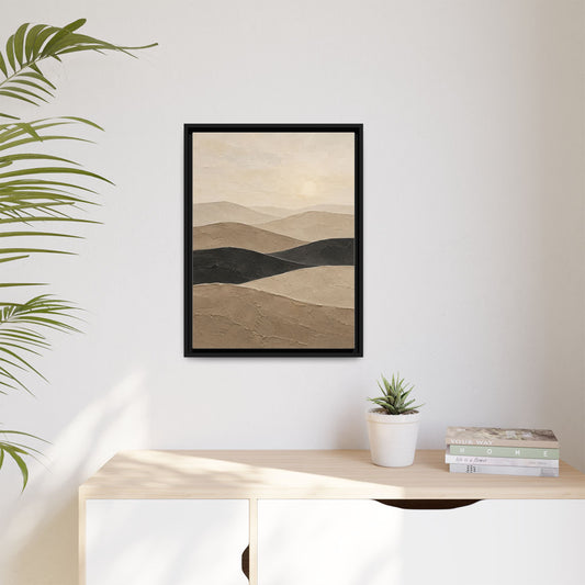 Quiet Hills framed canvas in a room