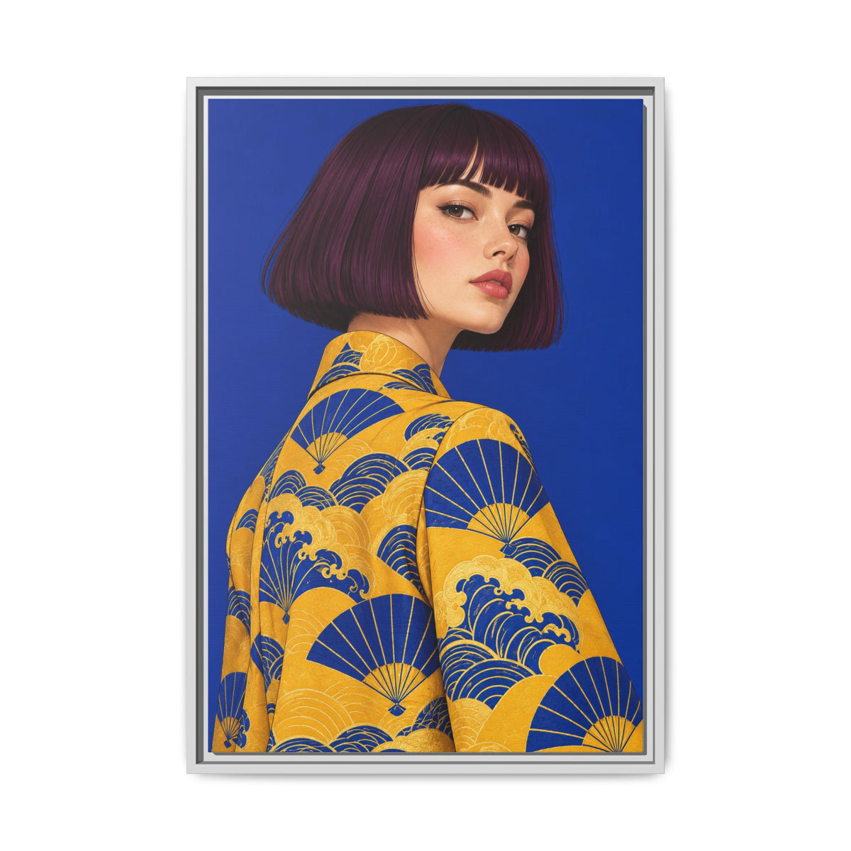 Cobalt Muse · Framed Canvas