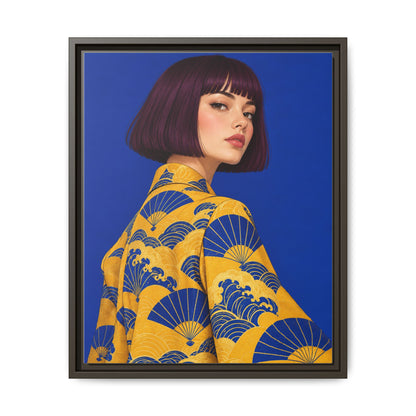 Cobalt Muse · Framed Canvas