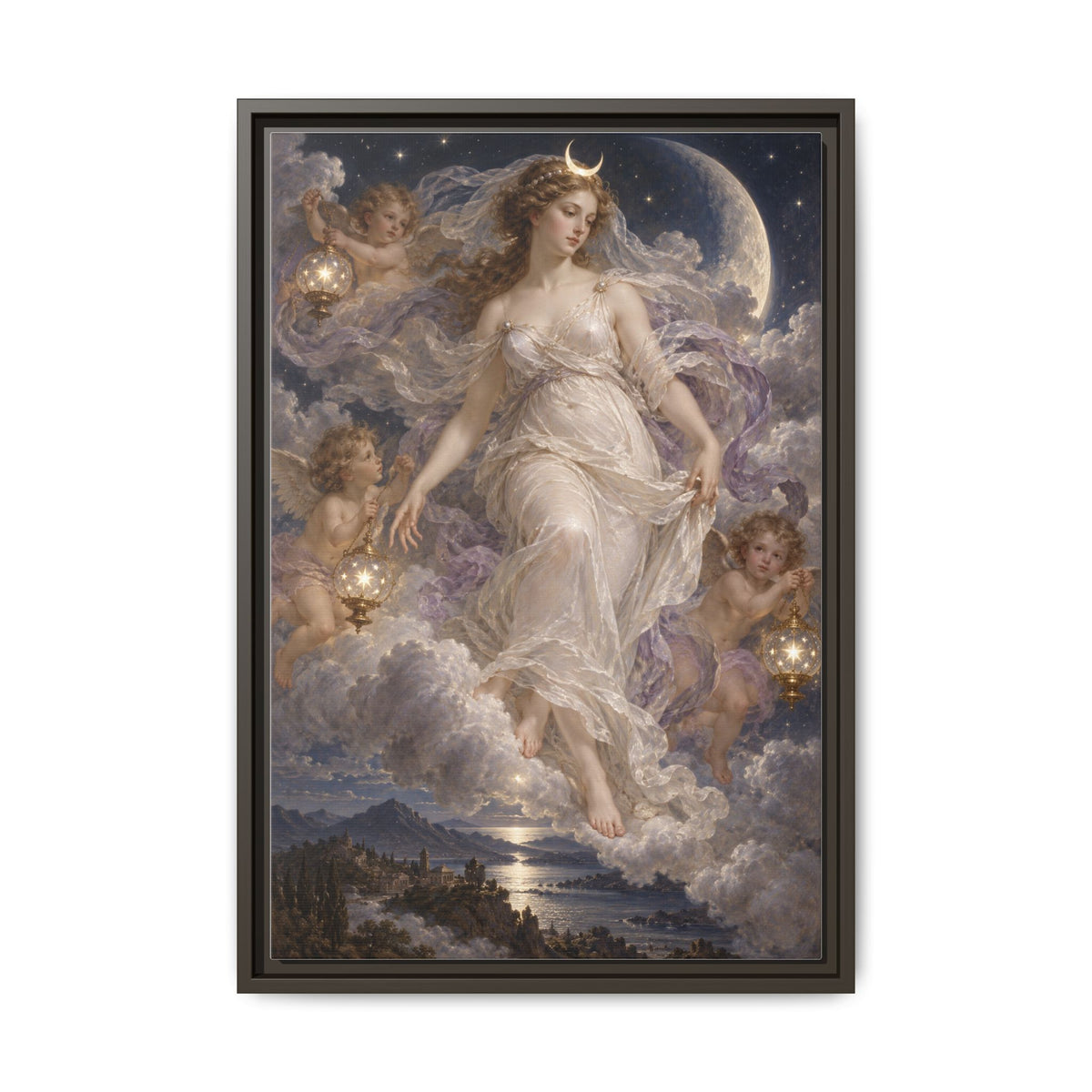 The Descent of Selene · Framed Canvas