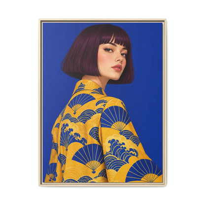 Cobalt Muse · Framed Canvas