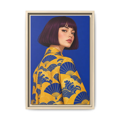 Cobalt Muse · Framed Canvas