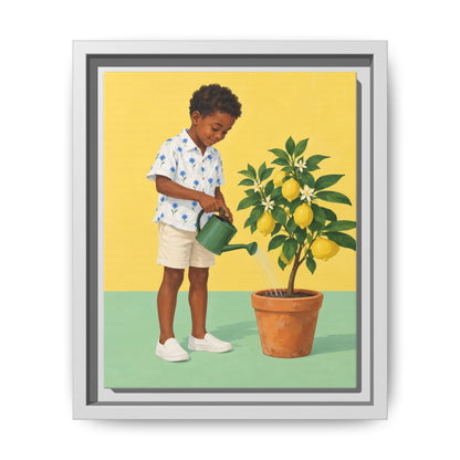 Little Gardener · Framed Canvas