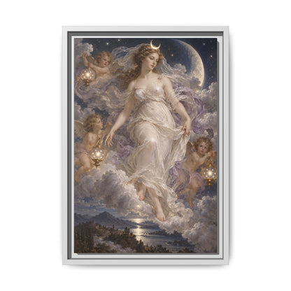 The Descent of Selene · Framed Canvas