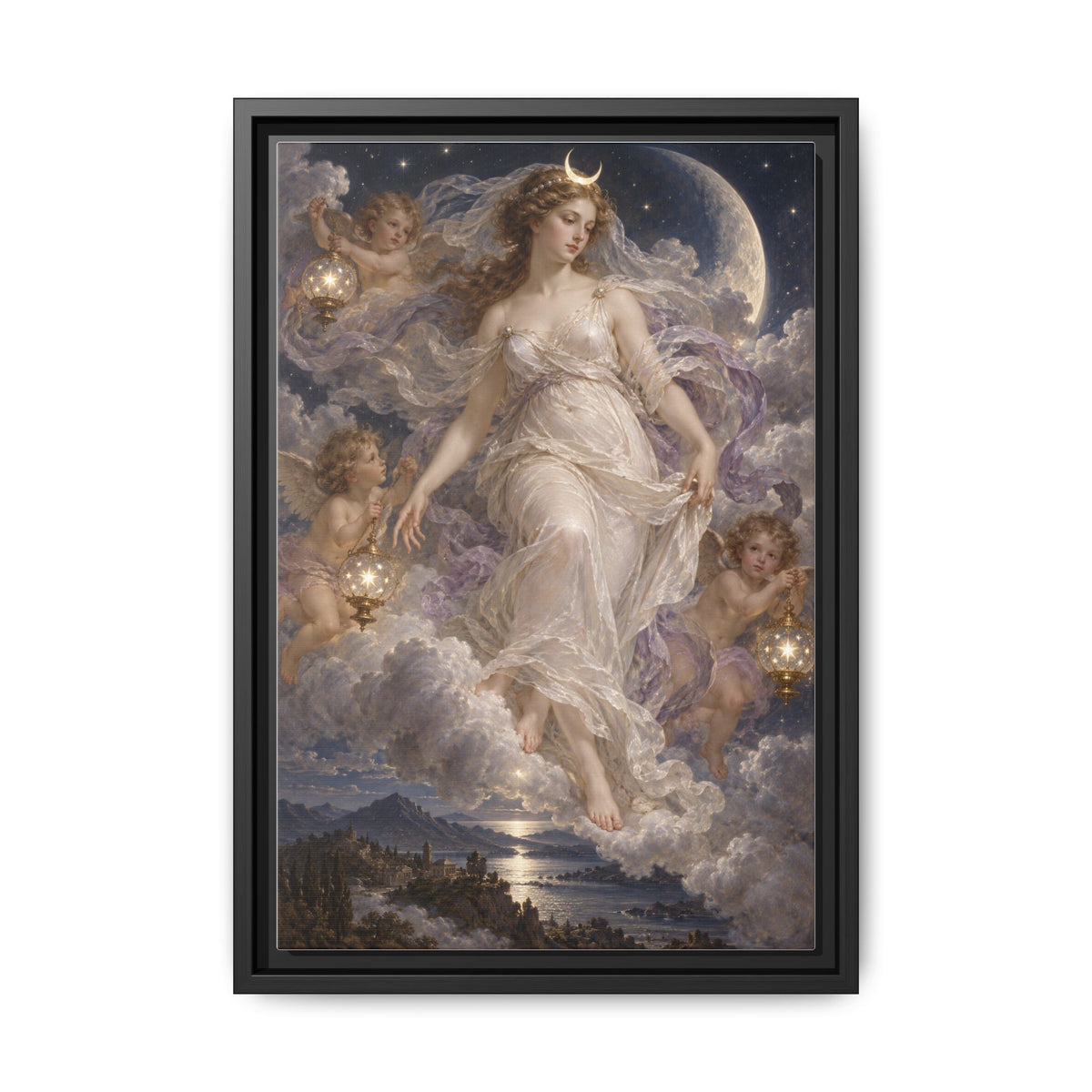 The Descent of Selene · Framed Canvas