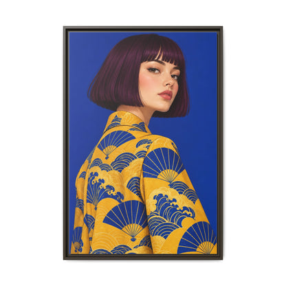 Cobalt Muse · Framed Canvas