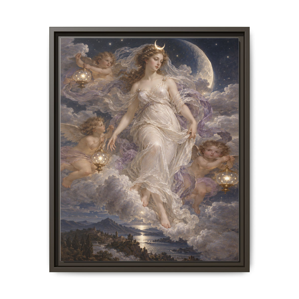 The Descent of Selene · Framed Canvas