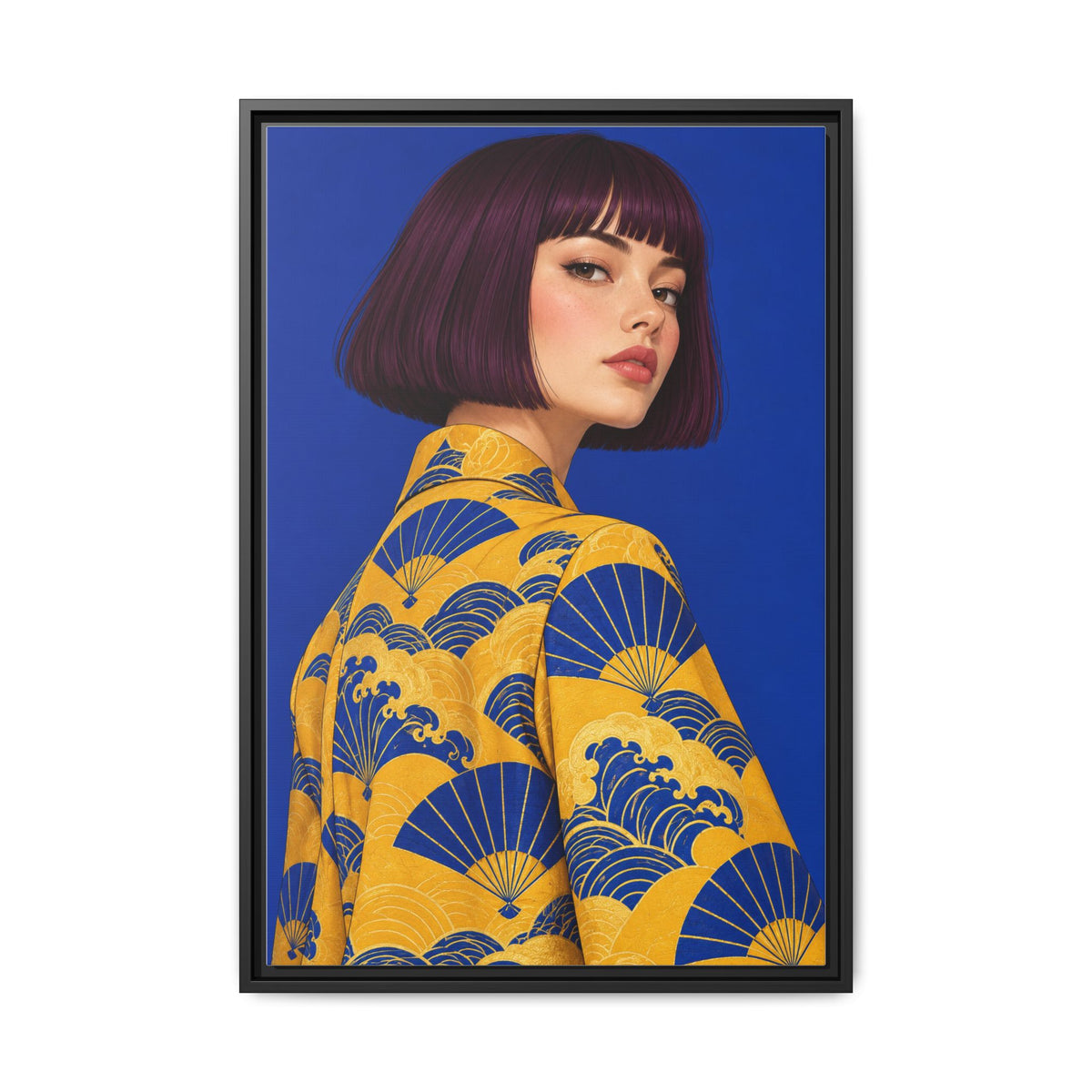 Cobalt Muse · Framed Canvas
