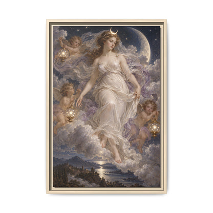 The Descent of Selene · Framed Canvas