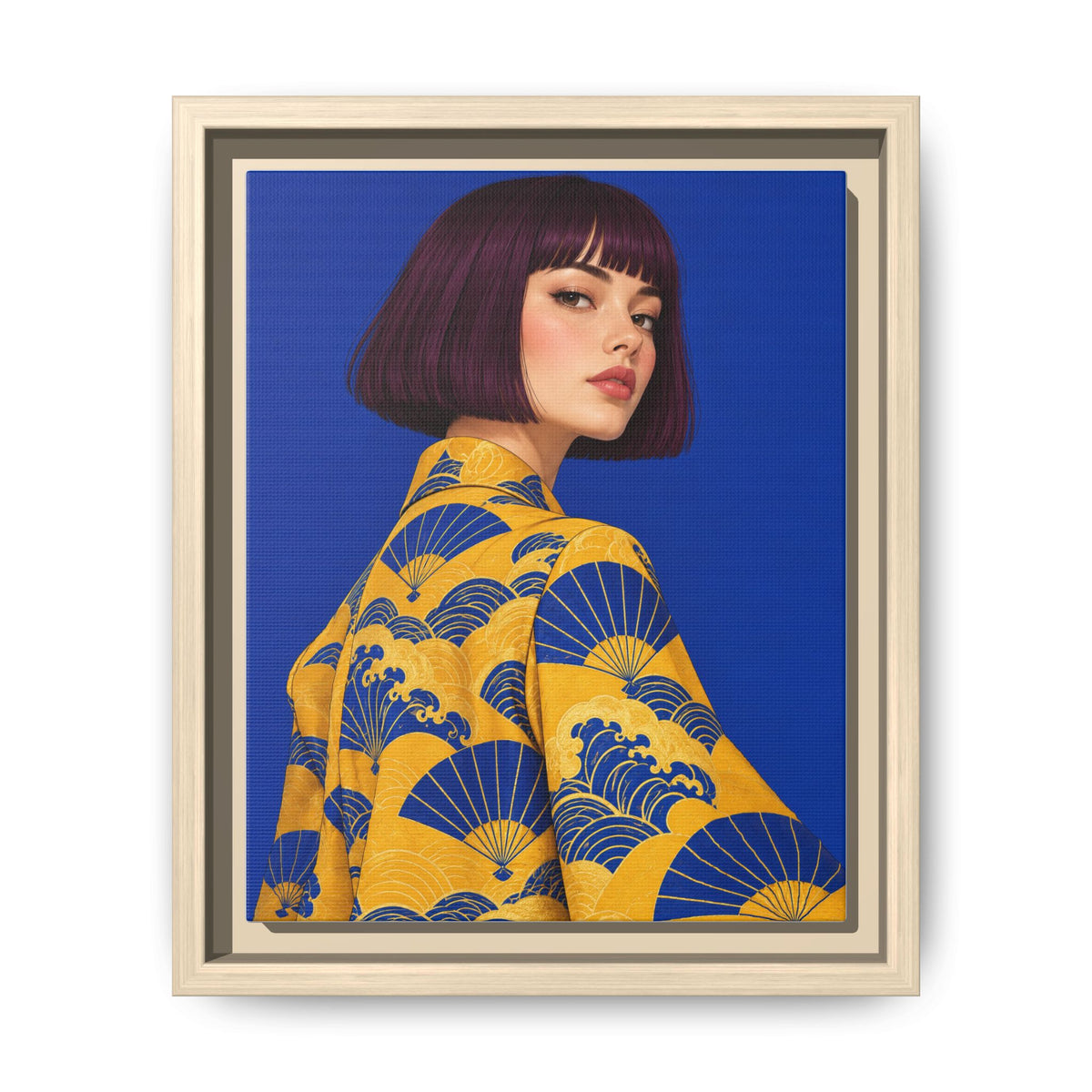 Cobalt Muse · Framed Canvas