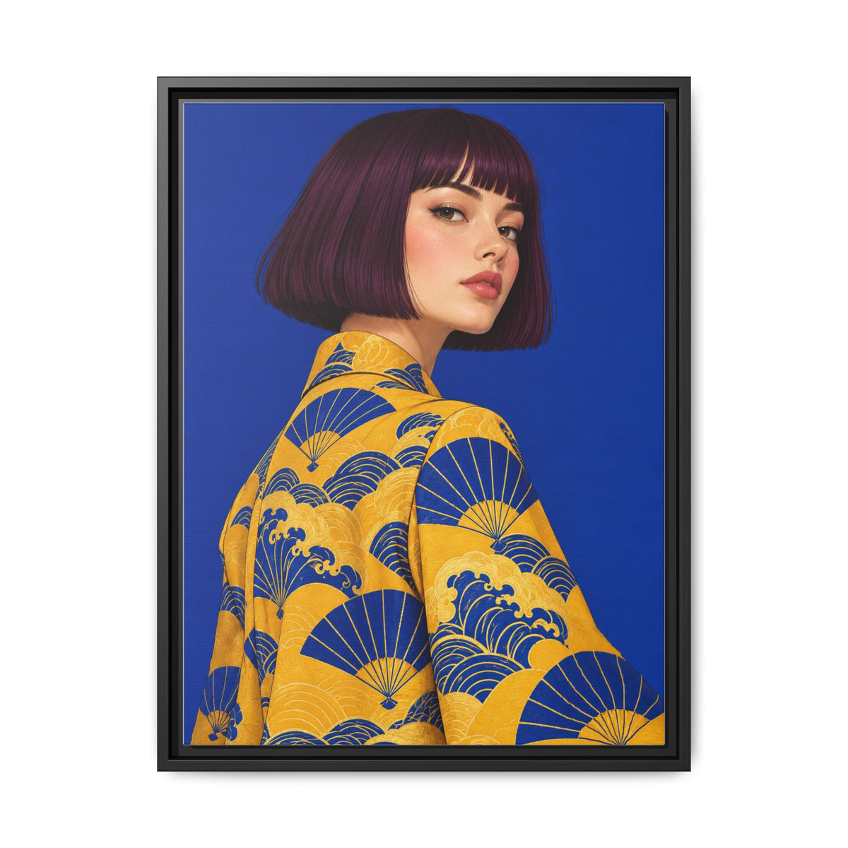 Cobalt Muse · Framed Canvas