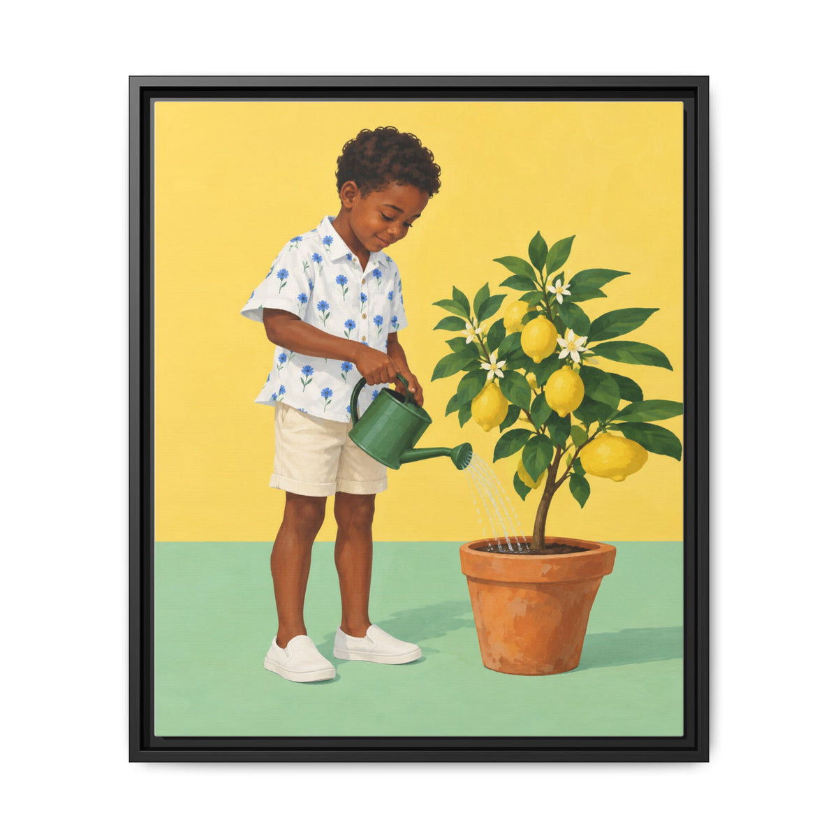 Little Gardener · Framed Canvas