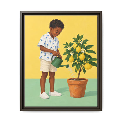 Little Gardener · Framed Canvas
