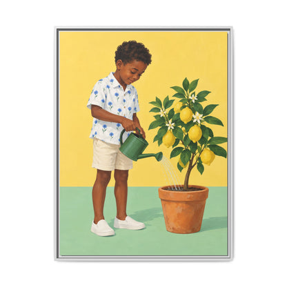 Little Gardener · Framed Canvas
