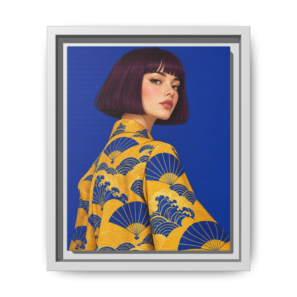 Cobalt Muse · Framed Canvas