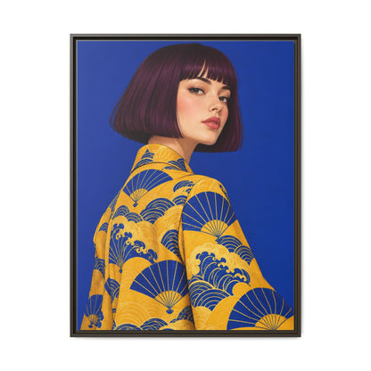 Cobalt Muse · Framed Canvas