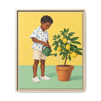 Little Gardener · Framed Canvas