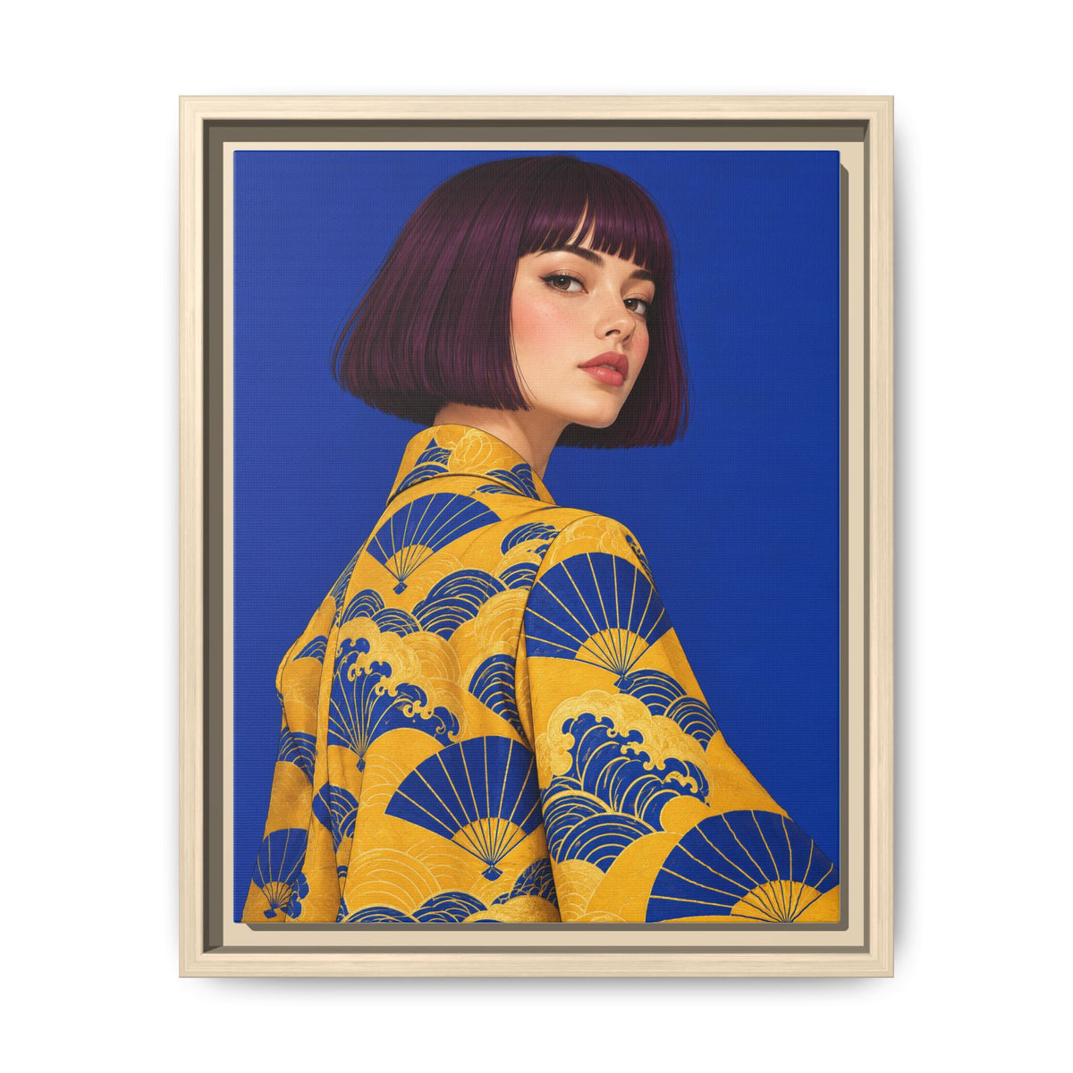 Cobalt Muse · Framed Canvas
