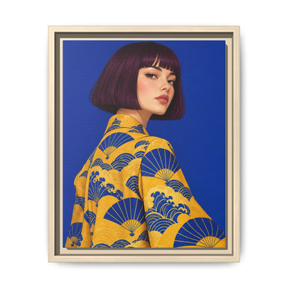 Cobalt Muse · Framed Canvas