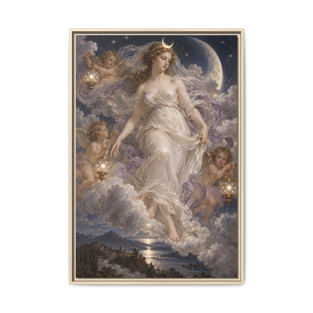 The Descent of Selene · Framed Canvas
