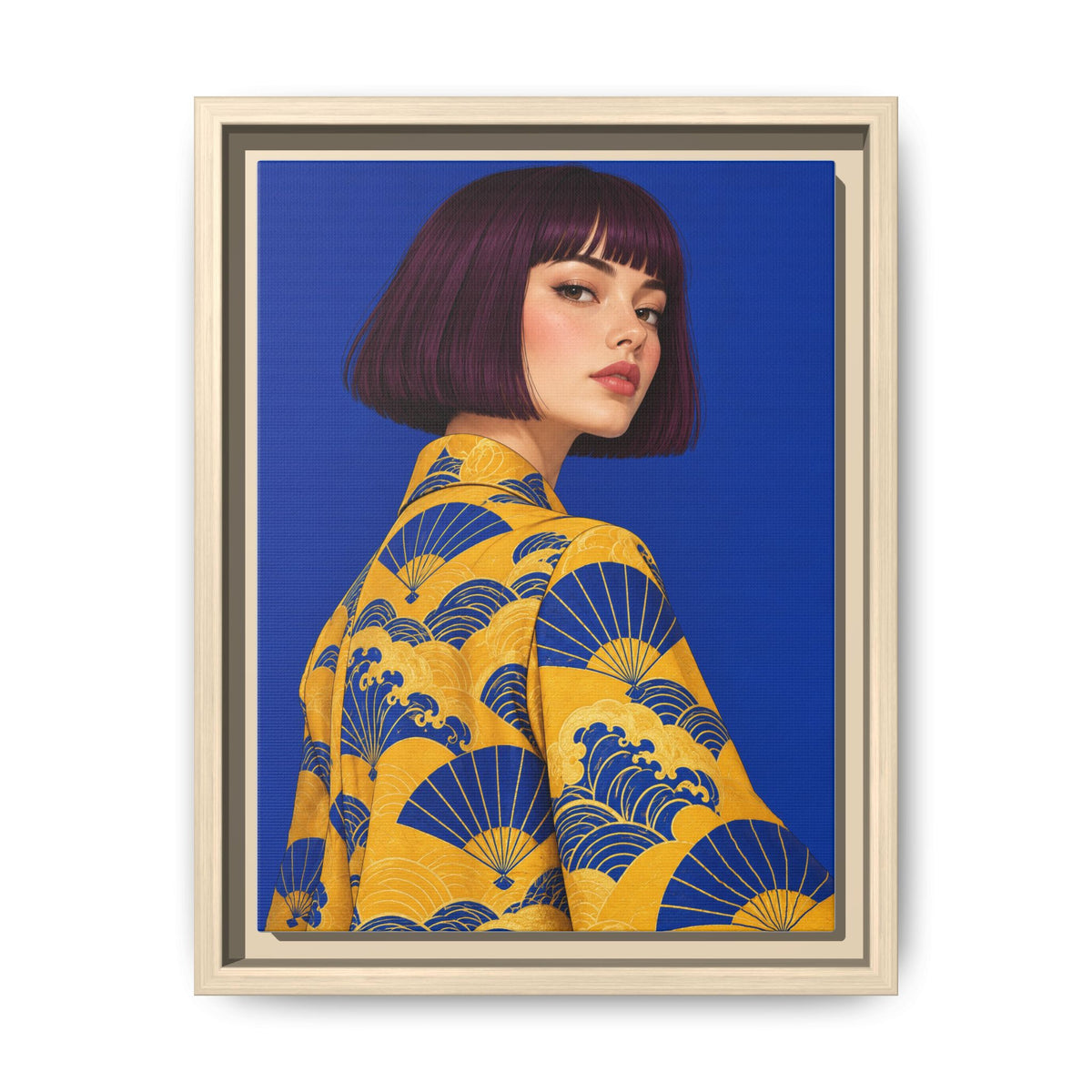 Cobalt Muse · Framed Canvas