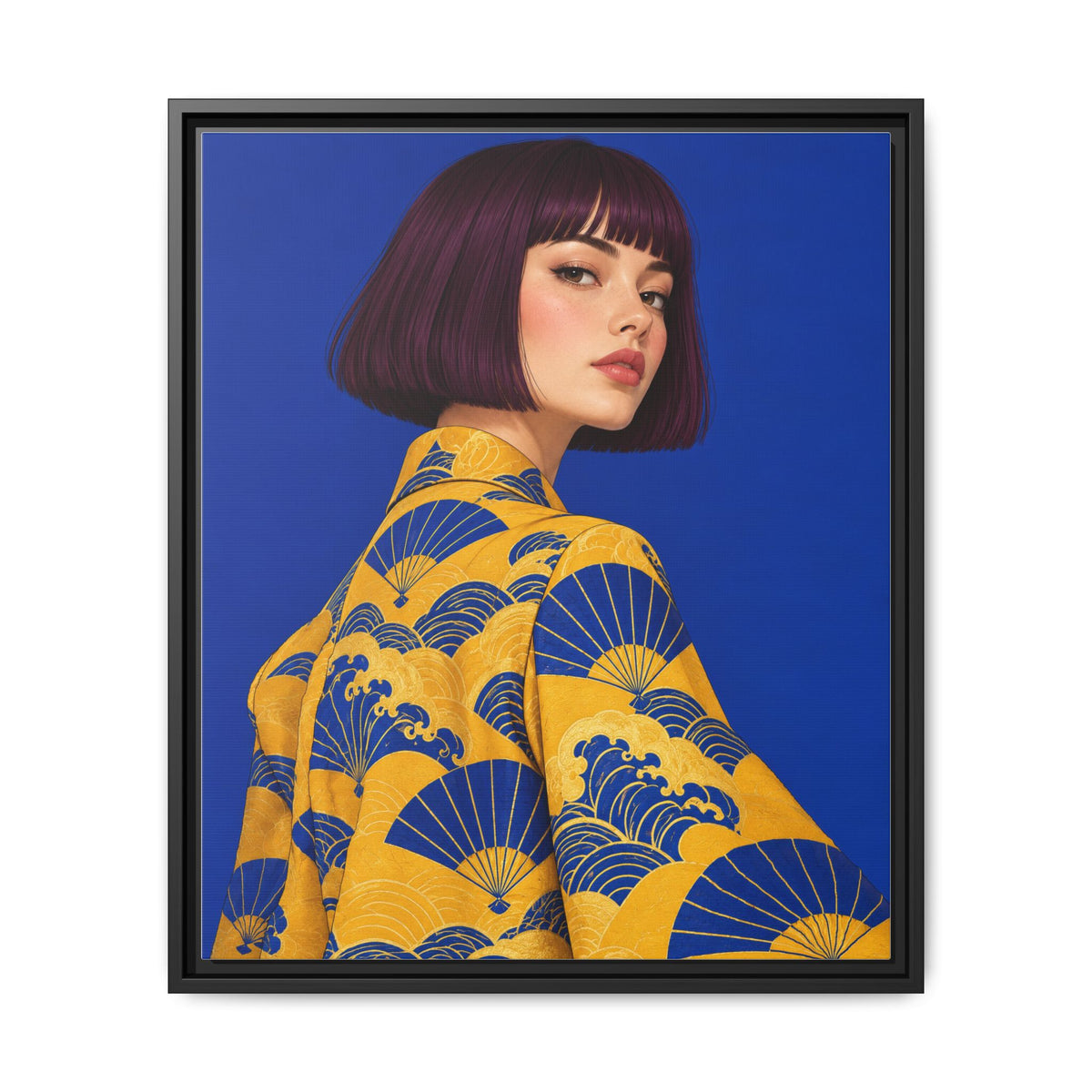 Cobalt Muse · Framed Canvas