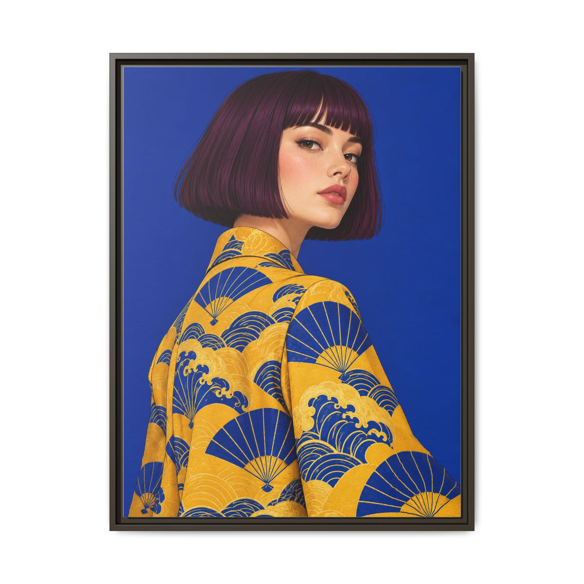 Cobalt Muse · Framed Canvas