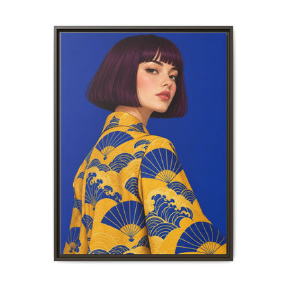 Cobalt Muse · Framed Canvas