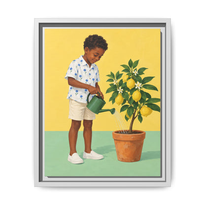 Little Gardener · Framed Canvas